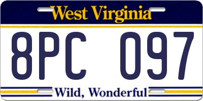 WV license plate 8PC097