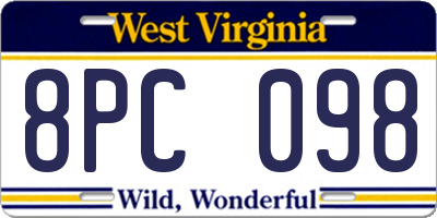 WV license plate 8PC098