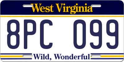 WV license plate 8PC099