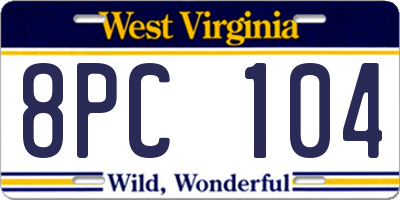 WV license plate 8PC104