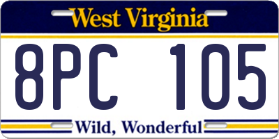 WV license plate 8PC105