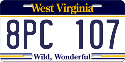 WV license plate 8PC107