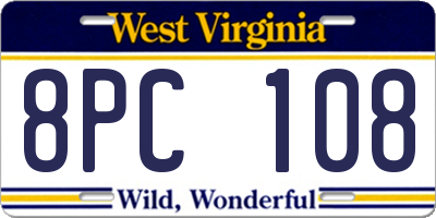 WV license plate 8PC108