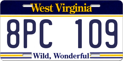 WV license plate 8PC109