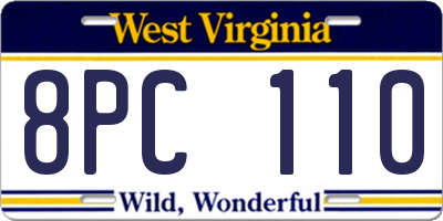 WV license plate 8PC110