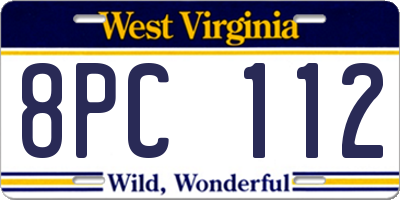 WV license plate 8PC112