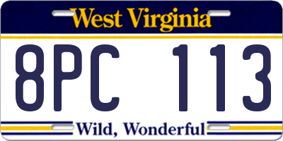 WV license plate 8PC113