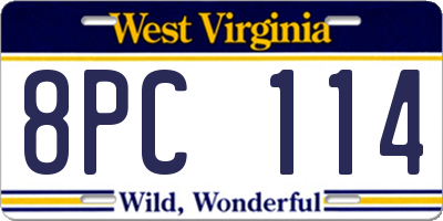 WV license plate 8PC114