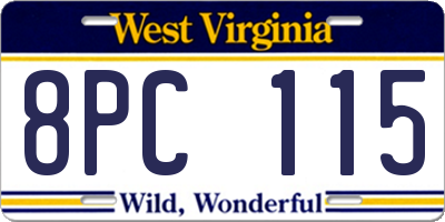 WV license plate 8PC115