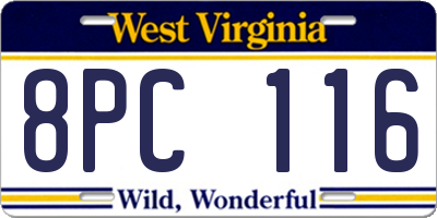 WV license plate 8PC116