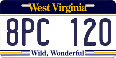 WV license plate 8PC120