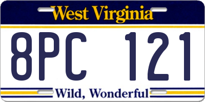 WV license plate 8PC121