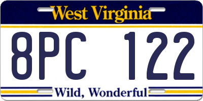 WV license plate 8PC122