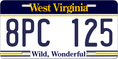 WV license plate 8PC125