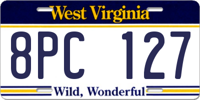 WV license plate 8PC127