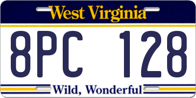 WV license plate 8PC128