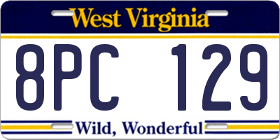 WV license plate 8PC129