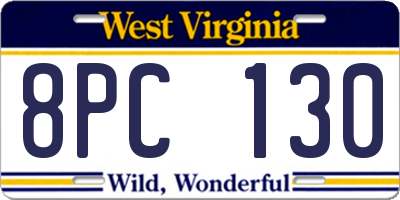 WV license plate 8PC130