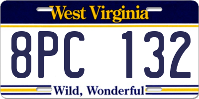WV license plate 8PC132