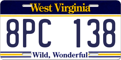 WV license plate 8PC138