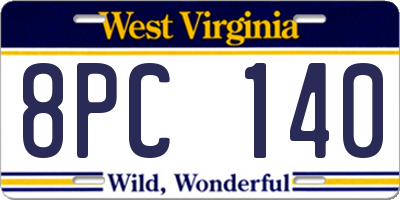 WV license plate 8PC140