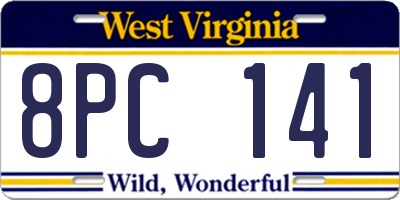 WV license plate 8PC141