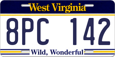 WV license plate 8PC142