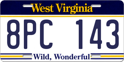 WV license plate 8PC143