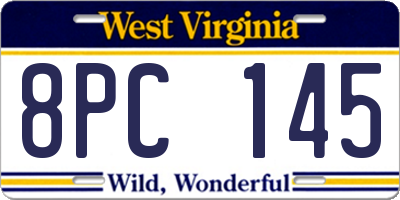 WV license plate 8PC145