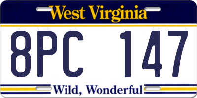 WV license plate 8PC147
