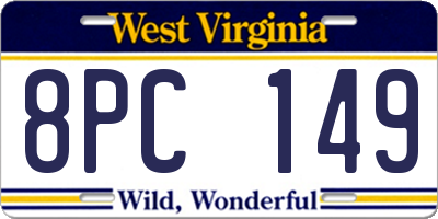 WV license plate 8PC149