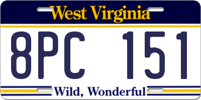 WV license plate 8PC151