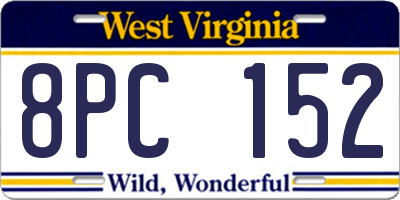 WV license plate 8PC152