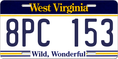 WV license plate 8PC153