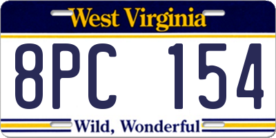 WV license plate 8PC154