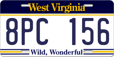 WV license plate 8PC156