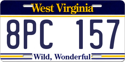 WV license plate 8PC157