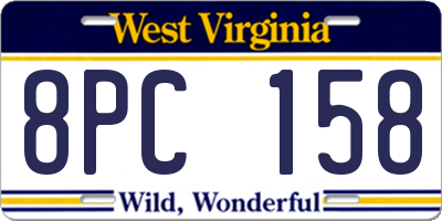 WV license plate 8PC158
