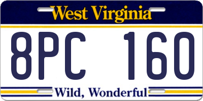 WV license plate 8PC160