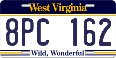 WV license plate 8PC162