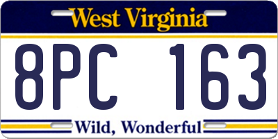 WV license plate 8PC163
