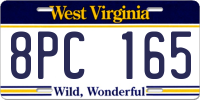 WV license plate 8PC165