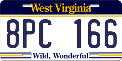 WV license plate 8PC166