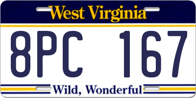 WV license plate 8PC167
