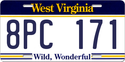 WV license plate 8PC171