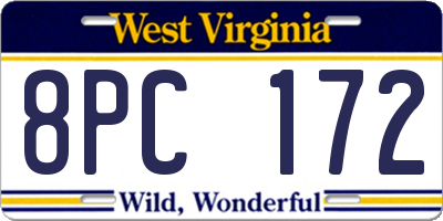 WV license plate 8PC172