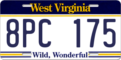 WV license plate 8PC175