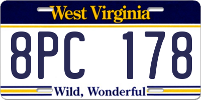 WV license plate 8PC178
