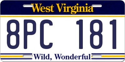 WV license plate 8PC181