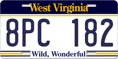 WV license plate 8PC182